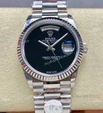 8+ Factory Rolex Copy Watch Gain Weight DayDate 36mm Black Lacquer Dial President Strap